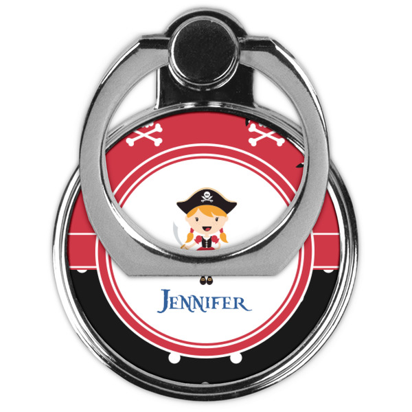 Girl's Pirate & Dots Cell Phone Ring Stand & Holder - Front (Collapsed)