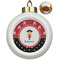 Girl's Pirate & Dots Ceramic Christmas Ornament - Poinsettias (Front View)