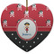 Girl's Pirate & Dots Ceramic Flat Ornament - Heart (Front)