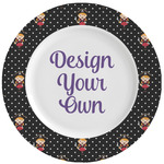 Girl's Pirate & Dots Ceramic Dinner Plates (Set of 4) (Personalized)