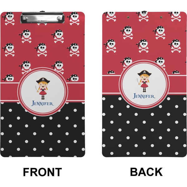 Girl's Pirate & Dots Clipboard (Legal) (Front + Back)