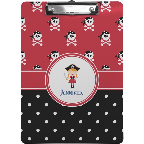Custom Girl's Pirate & Dots Clipboard (Letter Size) (Personalized)