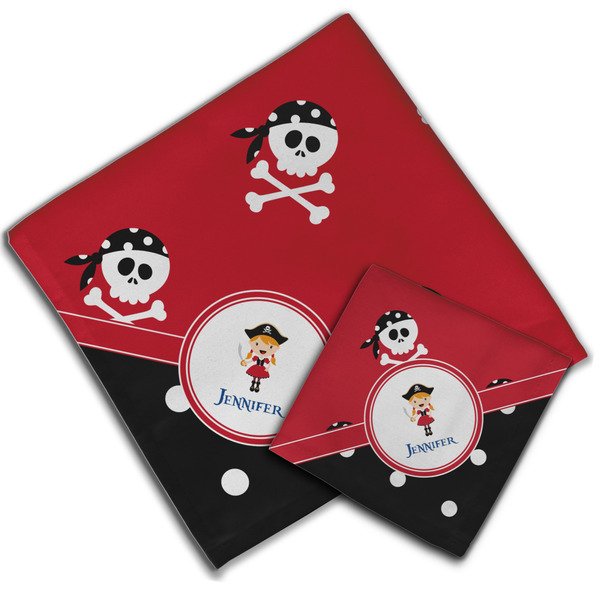Girl's Pirate & Dots Cloth Napkins - Personalized Lunch & Dinner (PARENT MAIN)