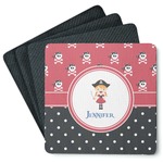 Girl's Pirate & Dots Square Rubber Backed Coasters - Set of 4 (Personalized)