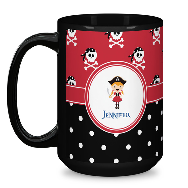 Girl's Pirate & Dots Coffee Mug - 15 oz - Black