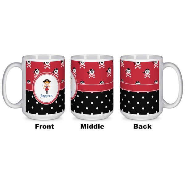 Girl's Pirate & Dots Coffee Mug - 15 oz - White APPROVAL