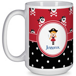 Girl's Pirate & Dots 15 Oz Coffee Mug - White (Personalized)