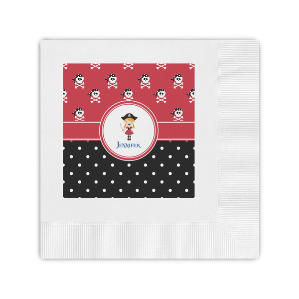 Custom Girl's Pirate & Dots Coined Cocktail Napkins (Personalized)