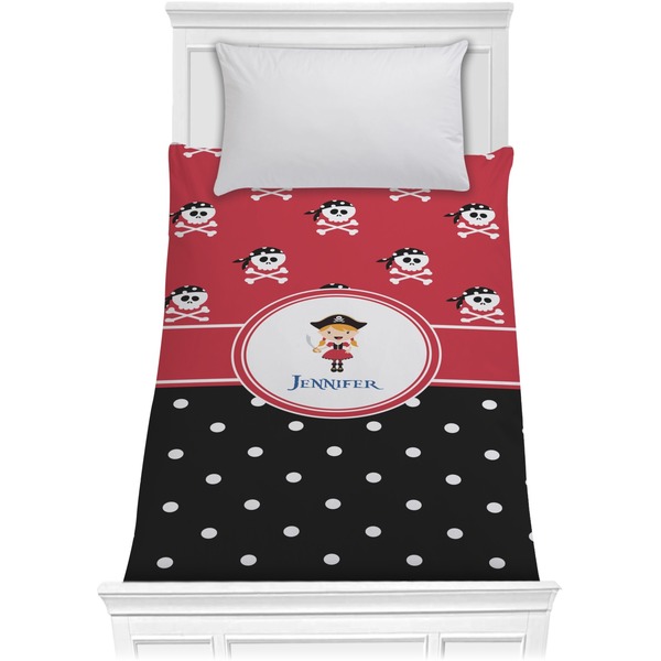 Custom Girl's Pirate & Dots Comforter - Twin (Personalized)