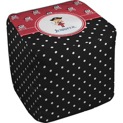 Girl's Pirate & Dots Cube Pouf Ottoman (Personalized)