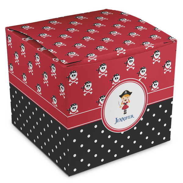 Custom Girl's Pirate & Dots Cube Favor Gift Boxes (Personalized)