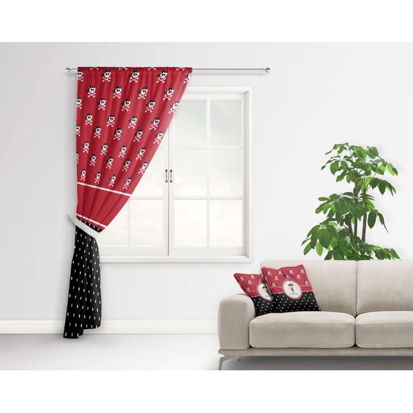 Girl's Pirate & Dots Curtain With Window and Rod - in Room Matching Pillow