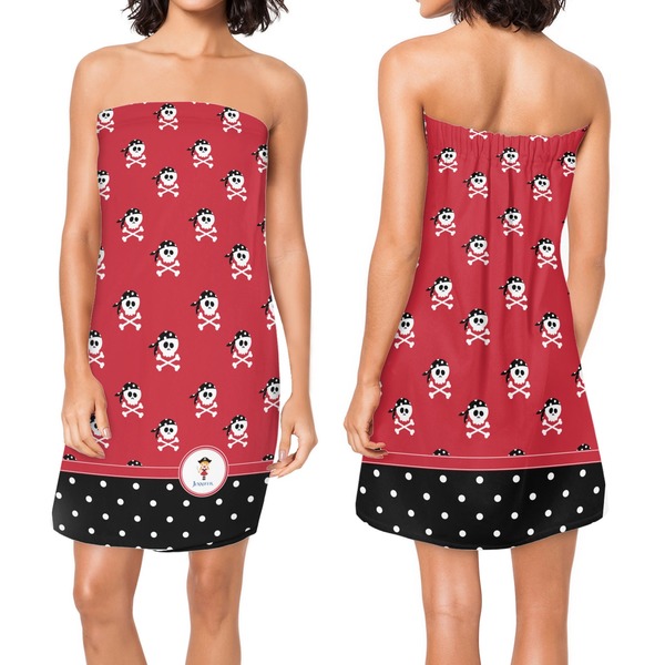 Girl's Pirate & Dots Custom Bath Wrap - Front & Back View