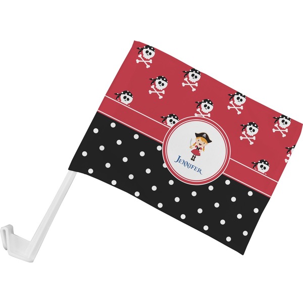 Custom Girl's Pirate & Dots Car Flag - Small w/ Name or Text