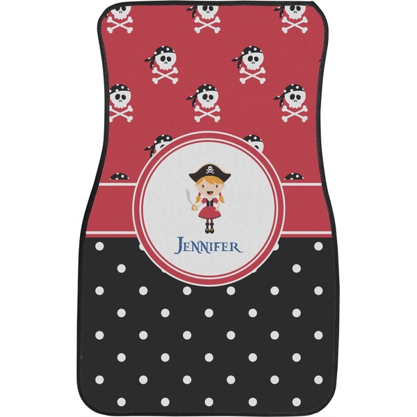 Girl's Pirate & Dots Custom Car Floor Mats (Front Seat)