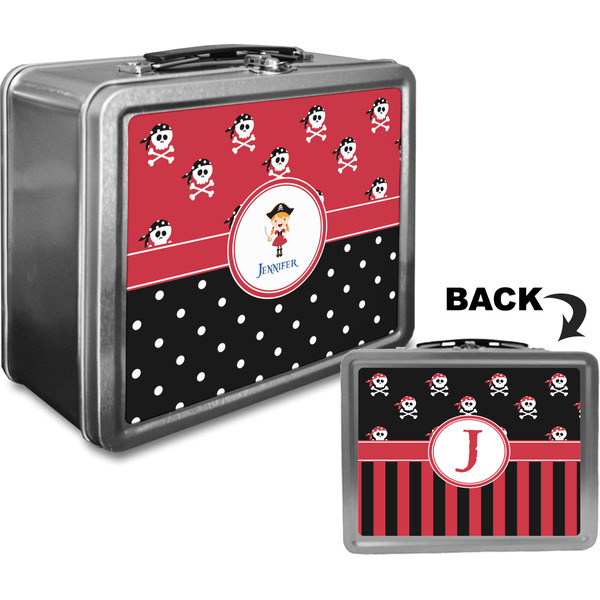 Girl's Pirate & Dots Custom Lunch Box / Tin Approval