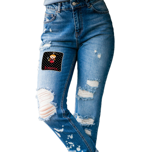 Girl's Pirate & Dots Custom Shape Iron On Patches - L - single APPROVAL