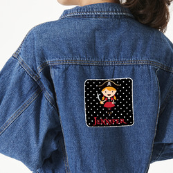 Girl's Pirate & Dots Twill Iron On Patch - Custom Shape - X-Large (Personalized)