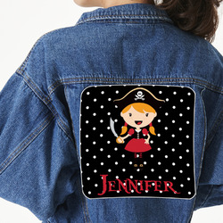 Girl's Pirate & Dots Twill Iron On Patch - Custom Shape - 3XL - Set of 4 (Personalized)