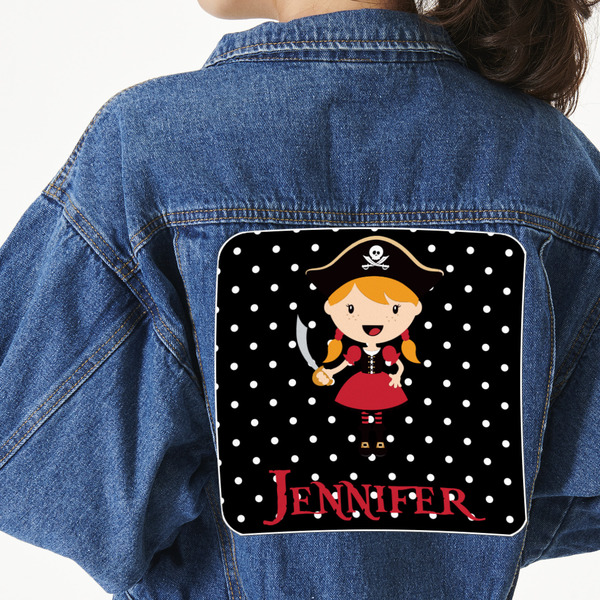 Custom Girl's Pirate & Dots Twill Iron On Patch - Custom Shape - 3XL (Personalized)