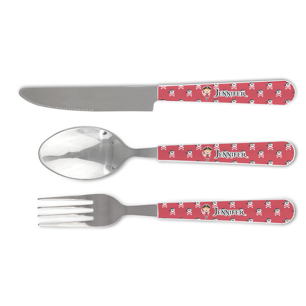 Custom Girl's Pirate & Dots Cutlery Set (Personalized)