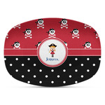 Girl's Pirate & Dots Plastic Platter - Microwave & Oven Safe Composite Polymer (Personalized)