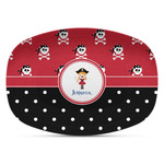 Girl's Pirate & Dots Plastic Platter - Microwave & Oven Safe Composite Polymer (Personalized)