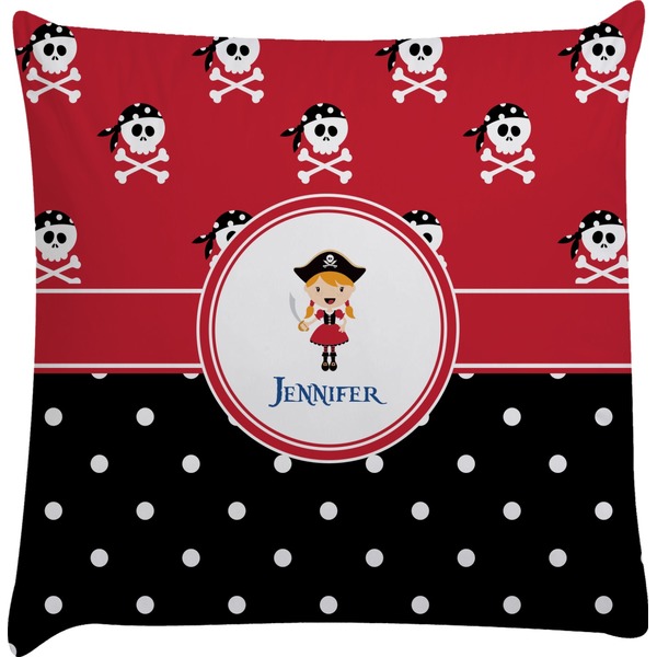 Custom Girl's Pirate & Dots Decorative Pillow Case (Personalized)