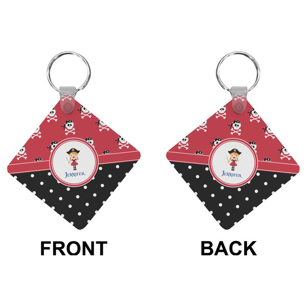 Girl's Pirate & Dots Diamond Keychain (Front + Back)
