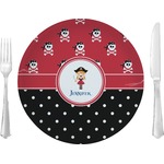 Girl's Pirate & Dots 10" Glass Lunch / Dinner Plates - Single or Set (Personalized)