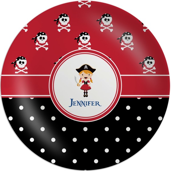 Custom Girl's Pirate & Dots Melamine Plate (Personalized)