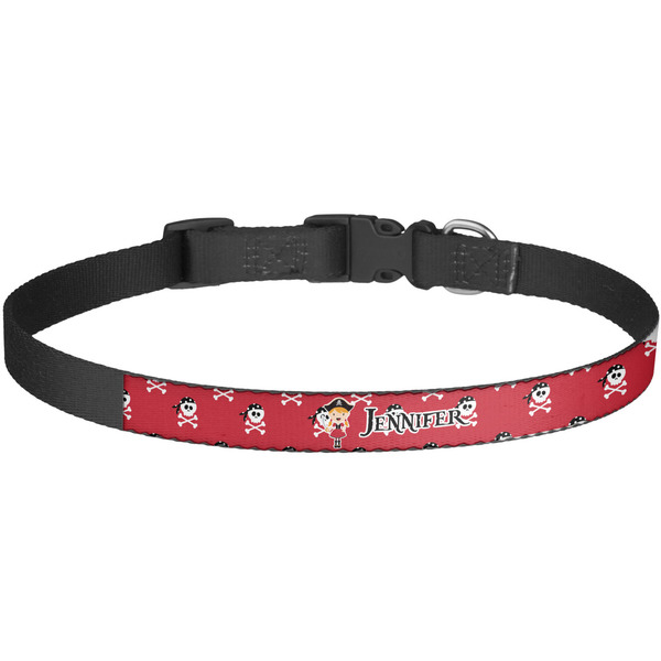 Custom Girl's Pirate & Dots Dog Collar - Large (Personalized)