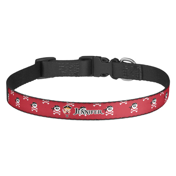 Custom Girl's Pirate & Dots Dog Collar - Medium (Personalized)