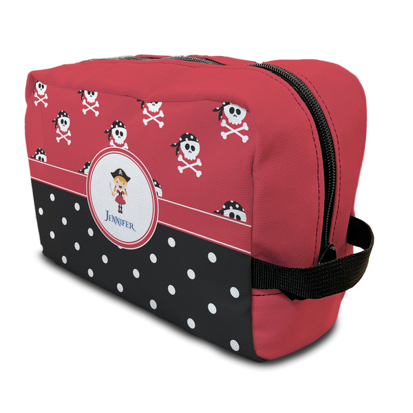 Custom Girl's Pirate & Dots Toiletry Bag / Dopp Kit (Personalized)