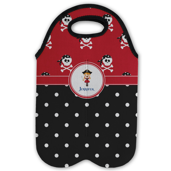 Girl's Pirate & Dots Double Wine Tote - Flat (new)