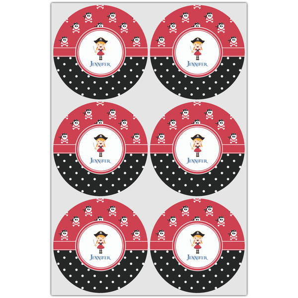 Girl's Pirate & Dots Drink Topper - Large - Set of 6