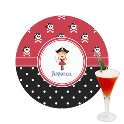 Girl's Pirate & Dots Printed Drink Topper -  2.5" (Personalized)