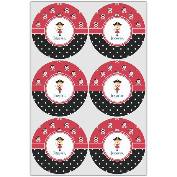 Girl's Pirate & Dots Drink Topper - XLarge - Set of 6