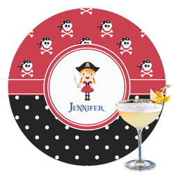 Girl's Pirate & Dots Printed Drink Topper - 3.5" (Personalized)
