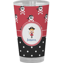 Girl's Pirate & Dots Pint Glass - Full Color (Personalized)