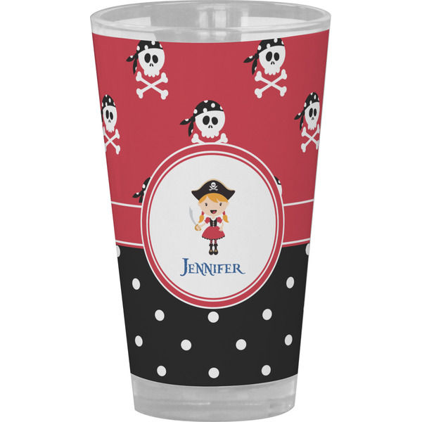 Custom Girl's Pirate & Dots Pint Glass - Full Color (Personalized)