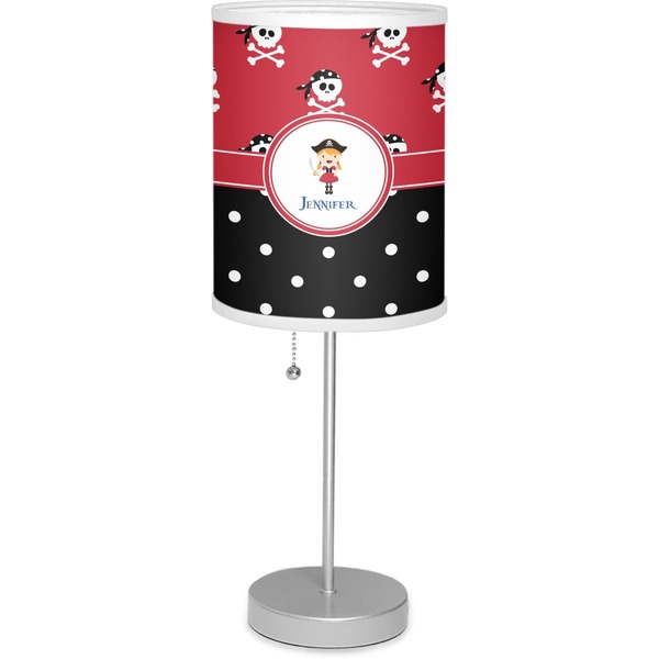 Custom Girl's Pirate & Dots 7" Drum Lamp with Shade Polyester (Personalized)