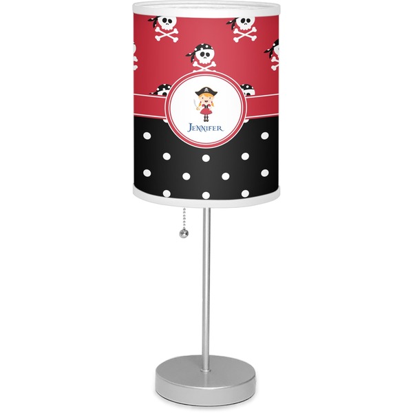 Custom Girl's Pirate & Dots Lamp with Drum Shade (Personalized)