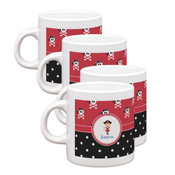 Girl's Pirate & Dots Single Shot Espresso Cups - Set of 4 (Personalized)
