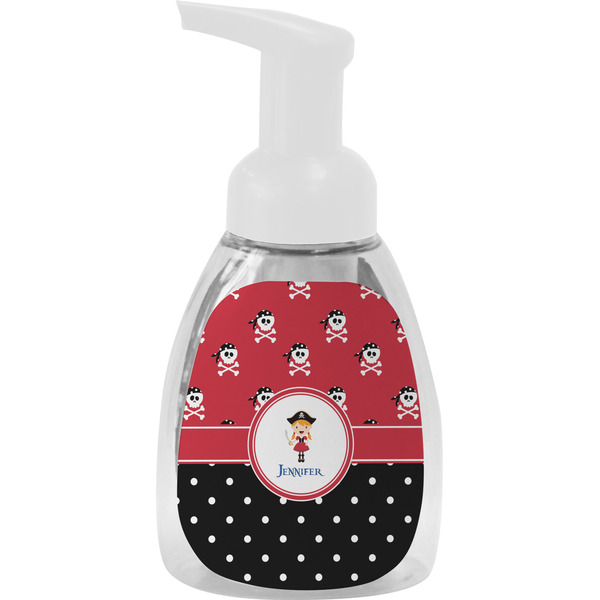 Custom Girl's Pirate & Dots Foam Soap Bottle - White (Personalized)