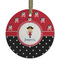 Girl's Pirate & Dots Frosted Glass Ornament - Round