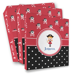 Girl's Pirate & Dots 3 Ring Binder - Full Wrap (Personalized)