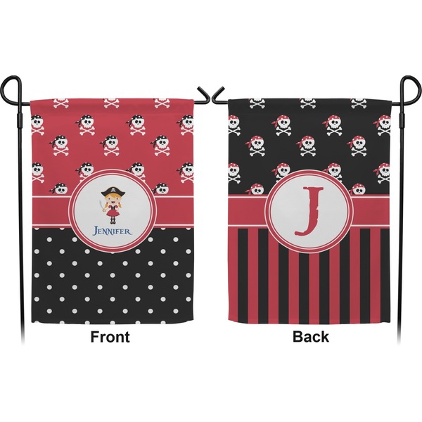 Girl's Pirate & Dots Garden Flag - Double Sided Front and Back