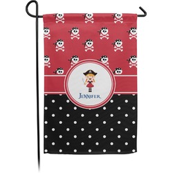 Girl's Pirate & Dots Small Garden Flag - Double Sided w/ Name or Text