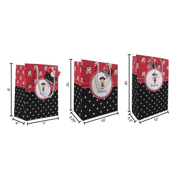 Girl's Pirate & Dots Gift Bags - All Sizes - Dimensions